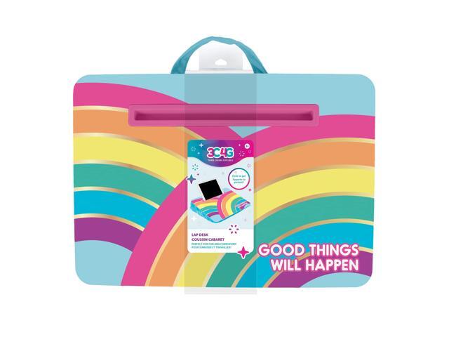 3C4G Rainbow Bright Lap Desk - Portable Lap Pillow Desk for Kids with Media Slot - 12 x 16.9 Lap Desk for Laptop, Tablets, & Notebooks by Make It Real
