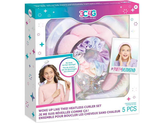 Make It Real 3C4G: Woke Up Like This! Heatless Curler Accessory Set - 5pc - No Heat-No Hair Damage, Puffy Headband, Three Cheers for Girls, Kids...