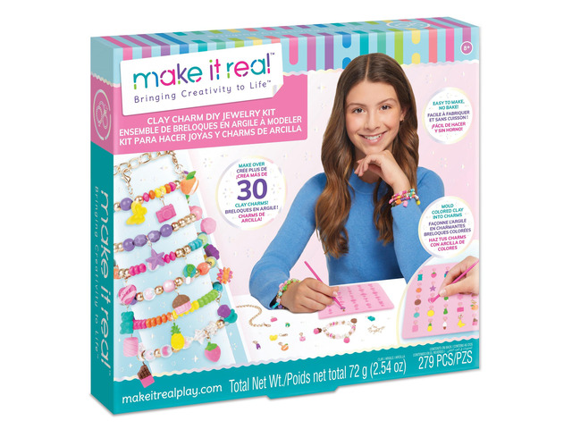 Make It Real:Clay Charm DIY Jewelry Kit - Make 30+ Clay No Bake Charms to Attach to Your Chain, Arts & Crafts, Girls & Kids Ages 8+