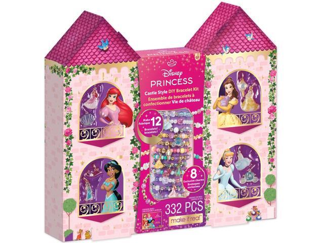 Make It Real: Disney Princess: Castle Style DIY Bracelet Kit - 332 pcs Jewelry Set, Create 12 Bracelets, 8 Exclusive Charms, Girls & Kids Ages 6+
