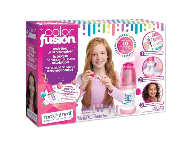 Make It Real: Color Fusion: Swirling Lip Gloss Maker DIY Kit - Make 10 Swirled Lip Glosses, DIY Kit, Combine Shimmering Scented Colors, Mix & Match...