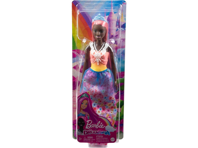Barbie Dreamtopia Doll & Accessories, Curvy Body, Light Pink Hair & Floral Skirt