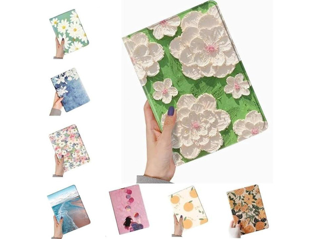 Floral Leather Smart Cover with Pencil Holder Auto Sleep Wake for iPad Air 13'/Pro 12.9' Color H