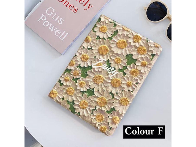 Floral Leather Smart Cover with Pencil Holder Auto Sleep Wake for iPad Air 13'/Pro 12.9' Color F