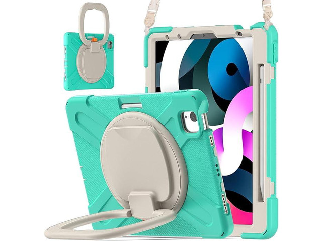 360° Rotatable Tablet Case with Hand & Shoulder Strap for iPad Air 4/Pro 11, Mint Green