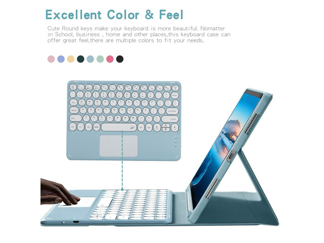 Magnetically Detachable Touch Bluetooth Keyboard Case with Pencil Holder for Samsung Tab S8/S7 11'(SM-X700/X706/T870/T875/T878), Purple