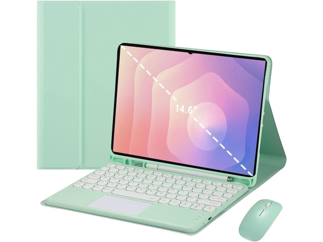 Magnetic Detachable Touch Keyboard Case w/Mouse for Tab S11 Ultra 14.6' 2025, Green