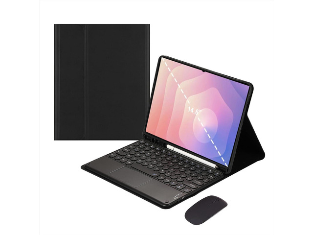 Magnetic Detachable Touchpad Keyboard Case with Wireless Mouse for Samsung Galaxy Tab S11 Ultra 14.6 Inch 2025Black