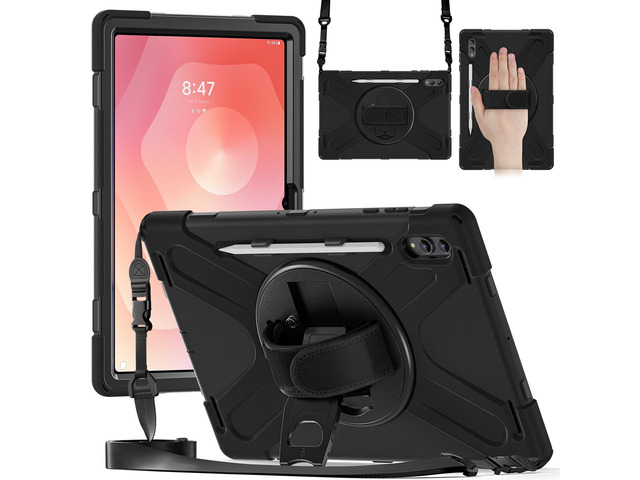 Shockproof Kids Case w/Pen Slot,360°Hand Strap & Stand for Tab S11 Ultra 14.6',Black