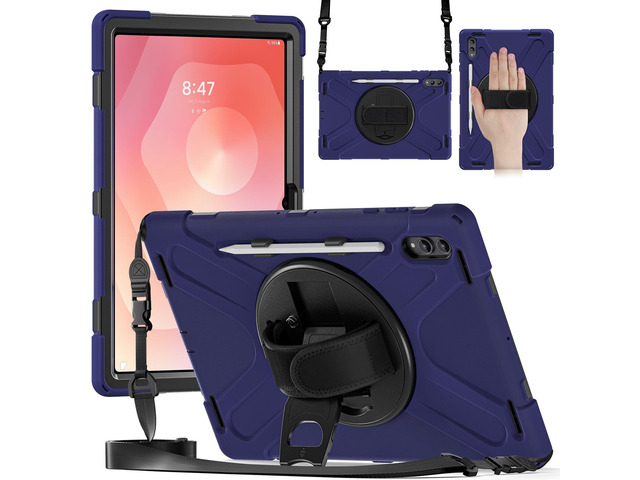 Shockproof Kids Case w/Pen Slot,360°Hand Strap & Stand for Tab S11 Ultra 14.6'Navy Blue
