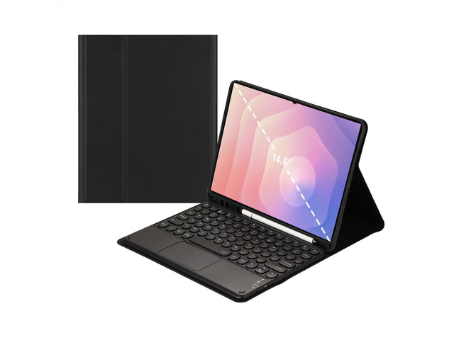 Magnetic Detachable Touchpad Keyboard Case with S Pen Holder for Samsung Galaxy Tab S11 Ultra 14.6 Inch Black