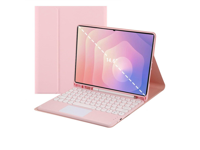Magnetic Detachable Touchpad Keyboard Case with S Pen Holder for Samsung Galaxy Tab S11 Ultra 14.6 InchPink