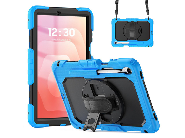 360° Rotatable Shockproof Protective Case with Hand Strap & Shoulder Strap for Samsung Galaxy Tab S11 11' (SM-X730/SM-X736B)Light Blue