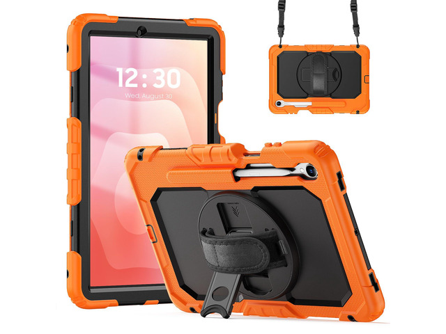360° Rotatable Shockproof Protective Case with Hand Strap & Shoulder Strap for Samsung Galaxy Tab S11 11' (SM-X730/SM-X736B)Orange