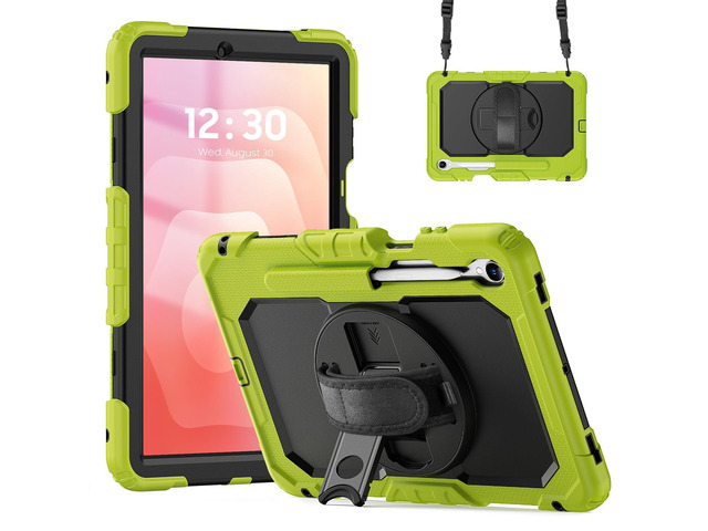 360° Rotatable Shockproof Protective Case with Hand Strap & Shoulder Strap for Samsung Galaxy Tab S11 11' (SM-X730/SM-X736B)Green
