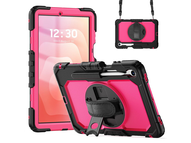 360° Rotatable Shockproof Protective Case with Hand Strap & Shoulder Strap for Samsung Galaxy Tab S11 11' (SM-X730/SM-X736B)RosePC
