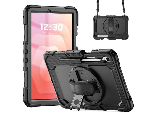 360Â° Rotatable Shockproof Protective Case with Hand Strap & Shoulder Strap for Samsung Galaxy Tab S11 11' (SM-X730/SM-X736B),Black