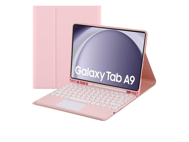 Magnetic Detachable Touch Keyboard Case with Pencil Slot for Samsung Tab A9 8.7' 2023 (SM-X110/X115/X117), Pink