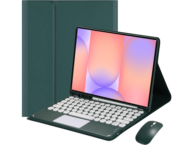 Magnetic Detachable Touch Keyboard Case with Mouse for Samsung Tab S10 Lite/S10 FE/S9 FE 10.9'/S9 11',Dark Green