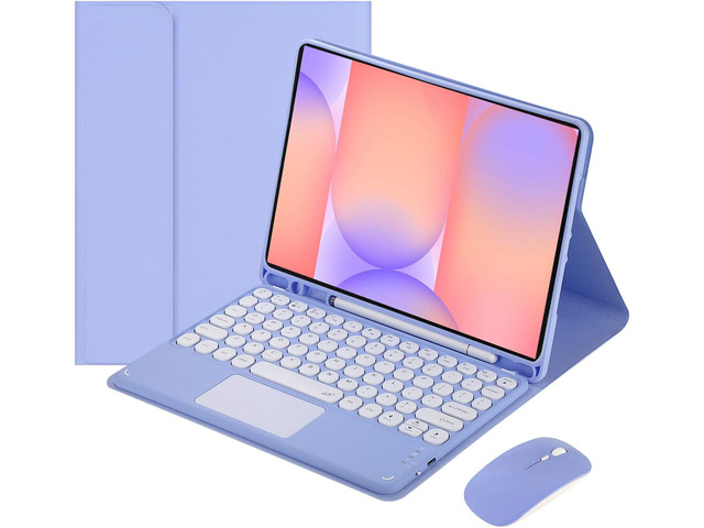 Magnetic Detachable Touch Keyboard Case with Mouse for Samsung Tab S10 Lite/S10 FE/S9 FE 10.9'/S9 11',Purple