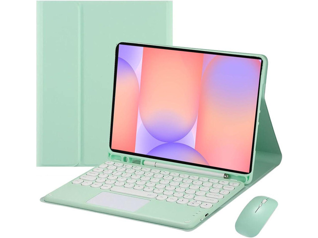 Magnetic Detachable Touch Keyboard Case with Mouse for Samsung Tab S10 Lite/S10 FE/S9 FE 10.9'/S9 11',Green