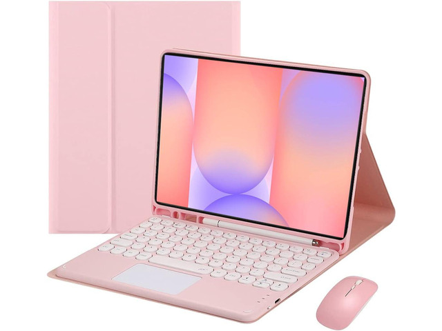 Magnetic Detachable Touch Keyboard Case with Mouse for Samsung Tab S10 Lite/S10 FE/S9 FE 10.9'/S9 11', Pink