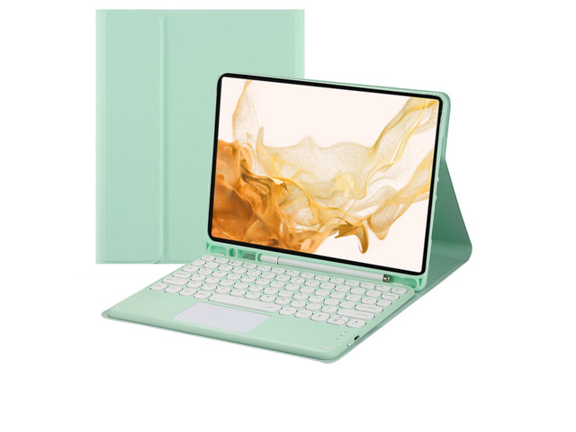 Touch Keyboard Case for Samsung Galaxy Tab S8 Plus 2022/S7 FE 2021/S7 Plus 2020 12.4 Inch, with Pencil Holder - Magnetically Detachable Touch...