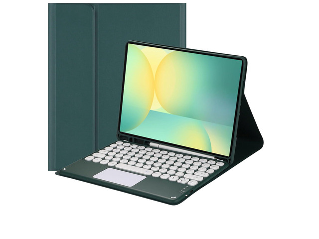 Magnetic Detachable Touch Bluetooth Keyboard Case with Pen Holder for Samsung Tab S10 FE+ 13.1'(2025,X620/X626B),Dark Green