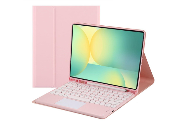 Magnetic Detachable Touch Bluetooth Keyboard Case with Pen Holder for Samsung Tab S10 FE+ 13.1'(2025,X620/X626B), Pink