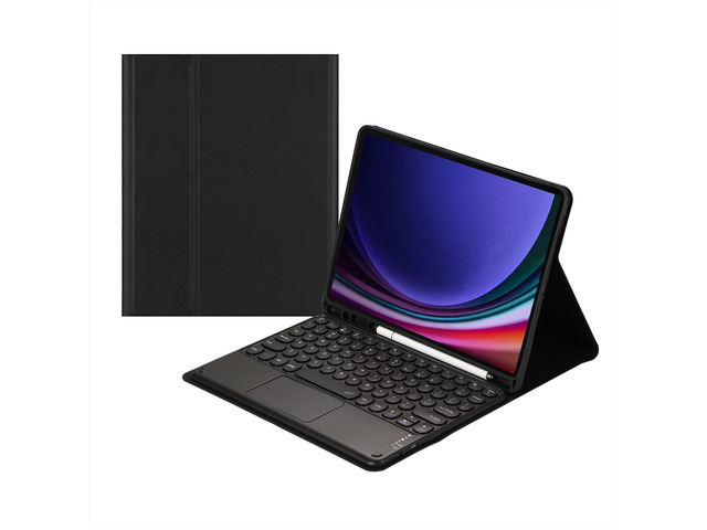Magnetic Detachable Touch Bluetooth Keyboard Case with Pen Slot for Samsung Tab S9 FE 5G 10.9'/S9 11' 2023, Black