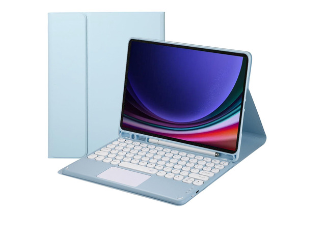 Magnetic Detachable Touch Bluetooth Keyboard Case with Pen Slot for Samsung Tab S9 FE 5G 10.9'/S9 11' 2023, Blue