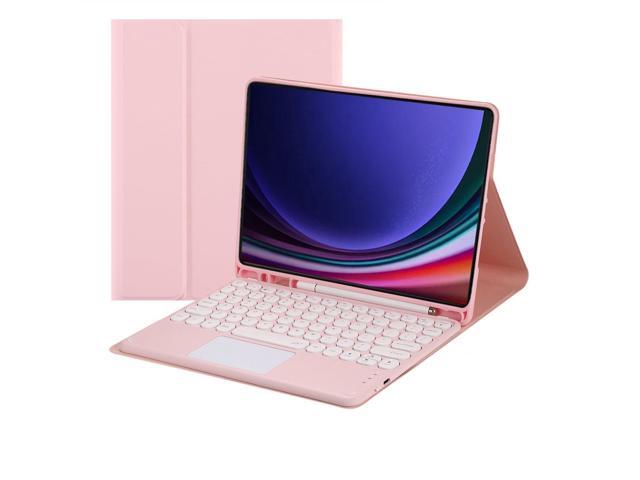 Magnetic Detachable Touch Bluetooth Keyboard Case with Pen Slot for Samsung Tab S9 FE 5G 10.9'/S9 11' 2023, Pink