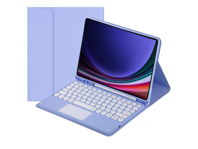 Magnetic Detachable Touch Bluetooth Keyboard Case with Pen Slot for Samsung Tab S9 FE 5G 10.9'/S9 11' 2023, Purple