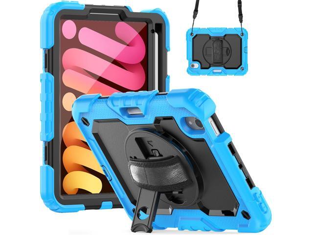 Heavy Duty Shockproof Case with Screen Protector, 360° Rotatable Stand & Hand/Shoulder Strap for iPad Mini7(A17 Pro 2024)/Mini6 8.3', (Light...