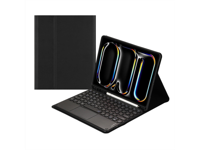 Magnetically Detachable Touch Bluetooth Keyboard Case with Pencil Holder for iPad Pro 11-inch 5th Gen(M4,2024), (Black)