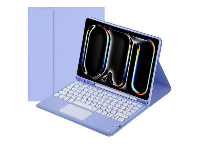 Magnetic Detachable Touch Bluetooth Keyboard Case with Pencil Holder for iPad Pro 13' 2024 M4 (7th Gen),Purple