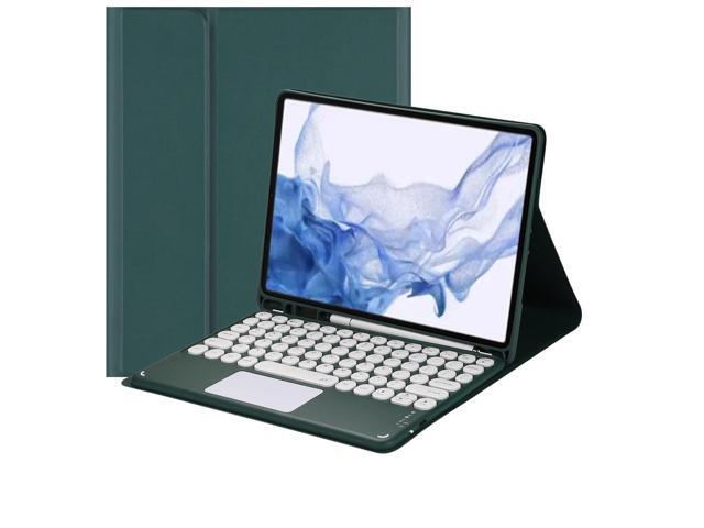 Magnetically Detachable Touch Bluetooth Keyboard Case with Pencil Holder for Samsung Tab S8/S7 11'(SM-X700/X706/T870/T875/T878), Dark Green
