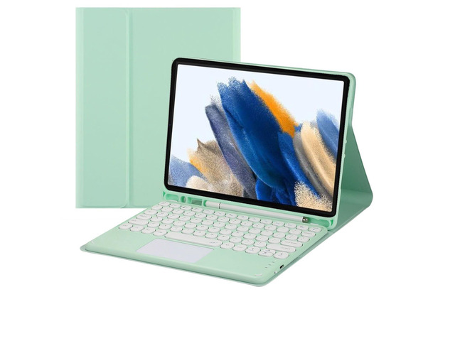 Magnetically Detachable Touch Bluetooth Keyboard Case with Pencil Holder for Samsung Tab A8 10.5' 2022(SM-X200/X205/X207), Green