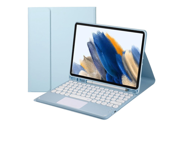 Magnetically Detachable Touch Bluetooth Keyboard Case with Pencil Holder for Samsung Tab A8 10.5' 2022(SM-X200/X205/X207),Blue