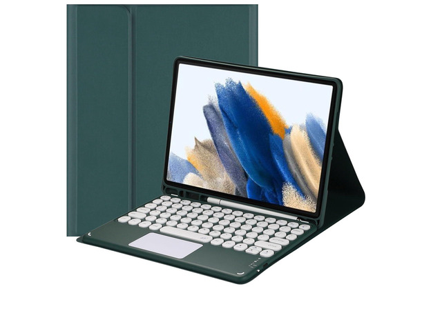 Magnetically Detachable Touch Bluetooth Keyboard Case with Pencil Holder for Samsung Tab A8 10.5' 2022(SM-X200/X205/X207),Dark Green
