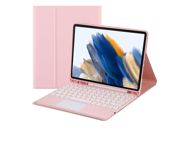 Magnetically Detachable Touch Bluetooth Keyboard Case with Pencil Holder for Samsung Tab A8 10.5' 2022(SM-X200/X205/X207),Pink