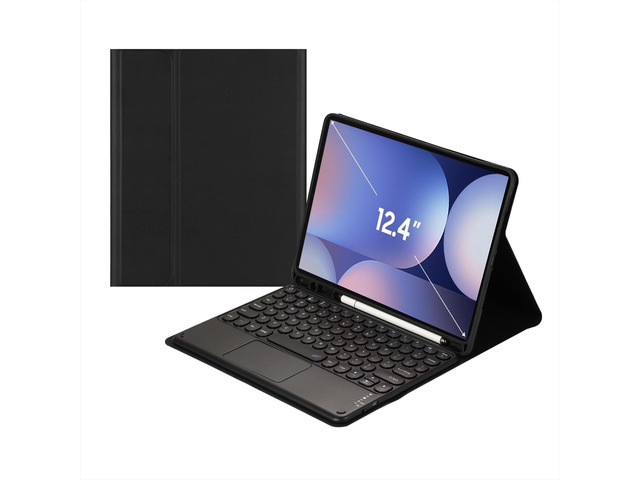 Magnetically Detachable Touch Bluetooth Keyboard Case with Pencil Holder for Samsung Galaxy Tab S10 Plus 12.4' 2024 / S9 FE Plus / S9 Plus 2023, Black