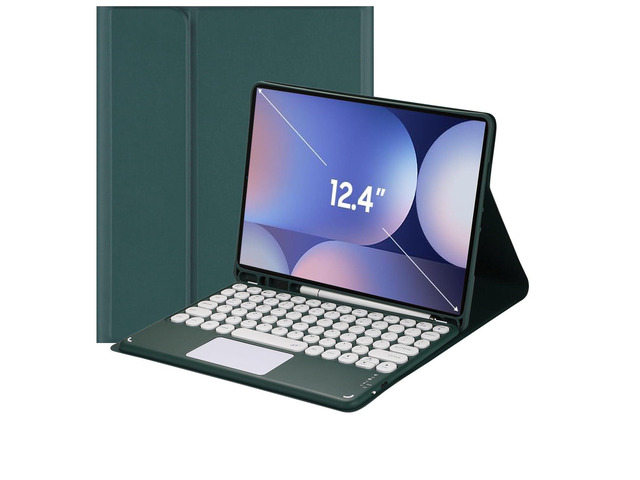 Magnetically Detachable Touch Bluetooth Keyboard Case with Pencil Holder for Samsung Galaxy Tab S10 Plus 12.4' 2024 / S9 FE Plus / S9 Plus 2023,...