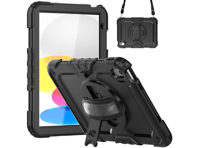 Heavy Duty Shockproof Protective Case with Screen Protector, 360° Rotatable Kickstand & Hand/Shoulder Strap for iPad 11th Gen (A16,11 Inch,2025) /...