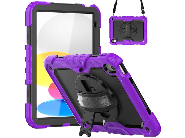 Heavy Duty Shockproof Protective Case with Screen Protector, 360° Rotatable Kickstand & Hand/Shoulder Strap for iPad 11th Gen (A16,11 Inch,2025) /...
