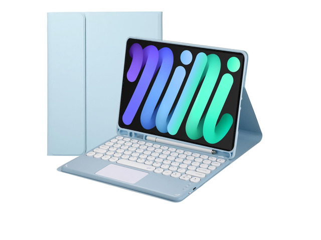 Magnetically Detachable Touch Bluetooth Keyboard Case with Pencil Holder for iPad mini 7(A17 Pro,2024)/iPad mini 6 8.3', Blue