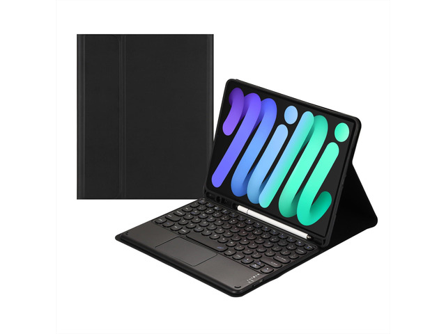 Magnetically Detachable Touch Bluetooth Keyboard Case with Pencil Holder for iPad mini 7(A17 Pro,2024)/iPad mini 6 8.3',Black