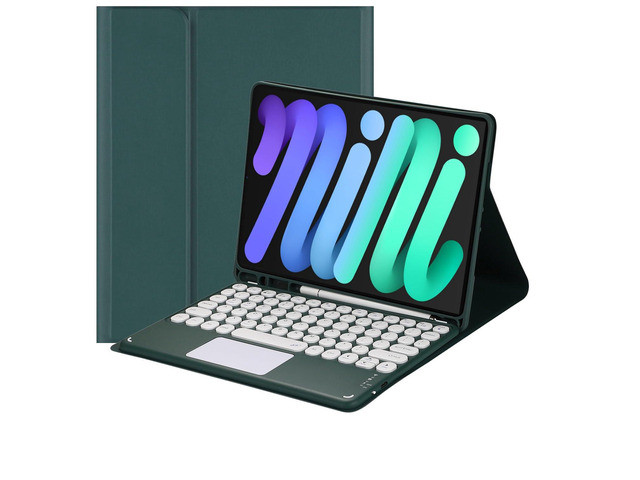 Magnetically Detachable Touch Bluetooth Keyboard Case with Pencil Holder for iPad mini 7(A17 Pro,2024)/iPad mini 6 8.3',Dark Green