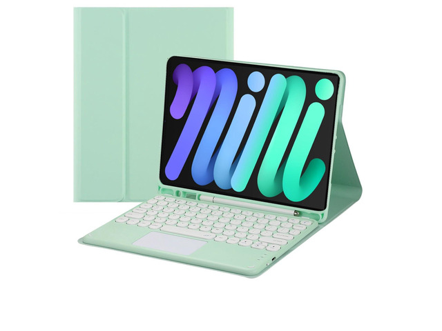 Magnetically Detachable Touch Bluetooth Keyboard Case with Pencil Holder for iPad mini 7(A17 Pro,2024)/iPad mini 6 8.3',Green
