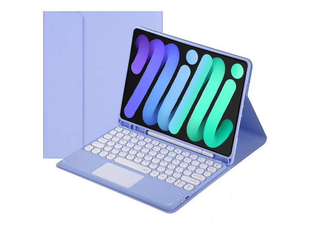 Magnetically Detachable Touch Bluetooth Keyboard Case with Pencil Holder for iPad mini 7(A17 Pro,2024)/iPad mini 6 8.3',Purple